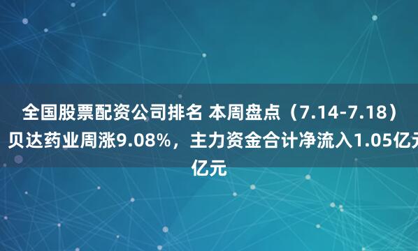 全国股票配资公司排名 本周盘点（7.14-7.18）：贝达药业周涨9.08%，主力资金合计净流入1.05亿元